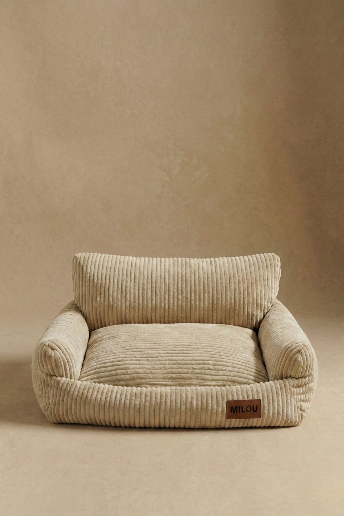 Panier pour chien en velours côtelé beige