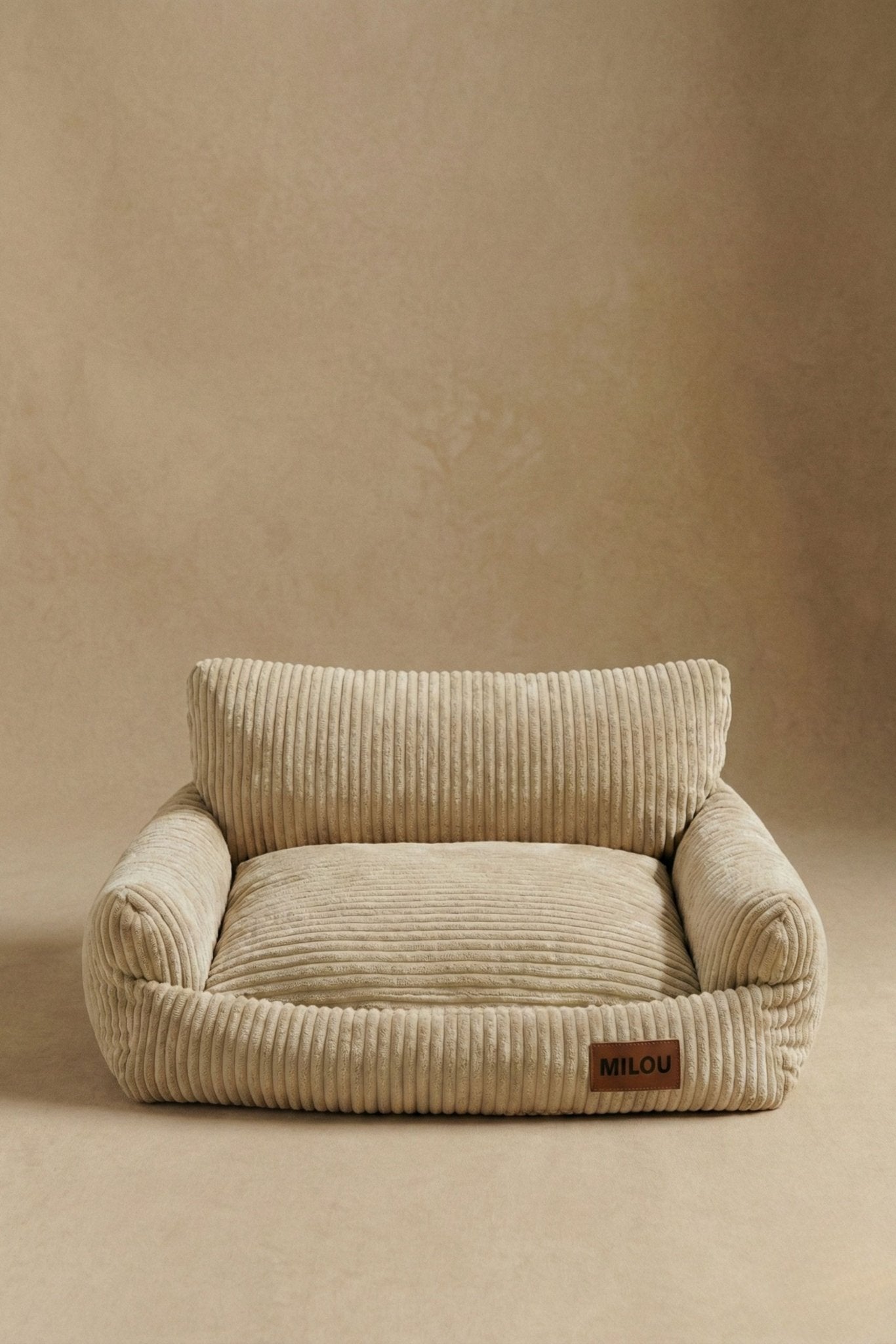 Panier pour chien en velours côtelé beige