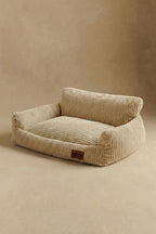 Panier pour chien beige en velours côtelé