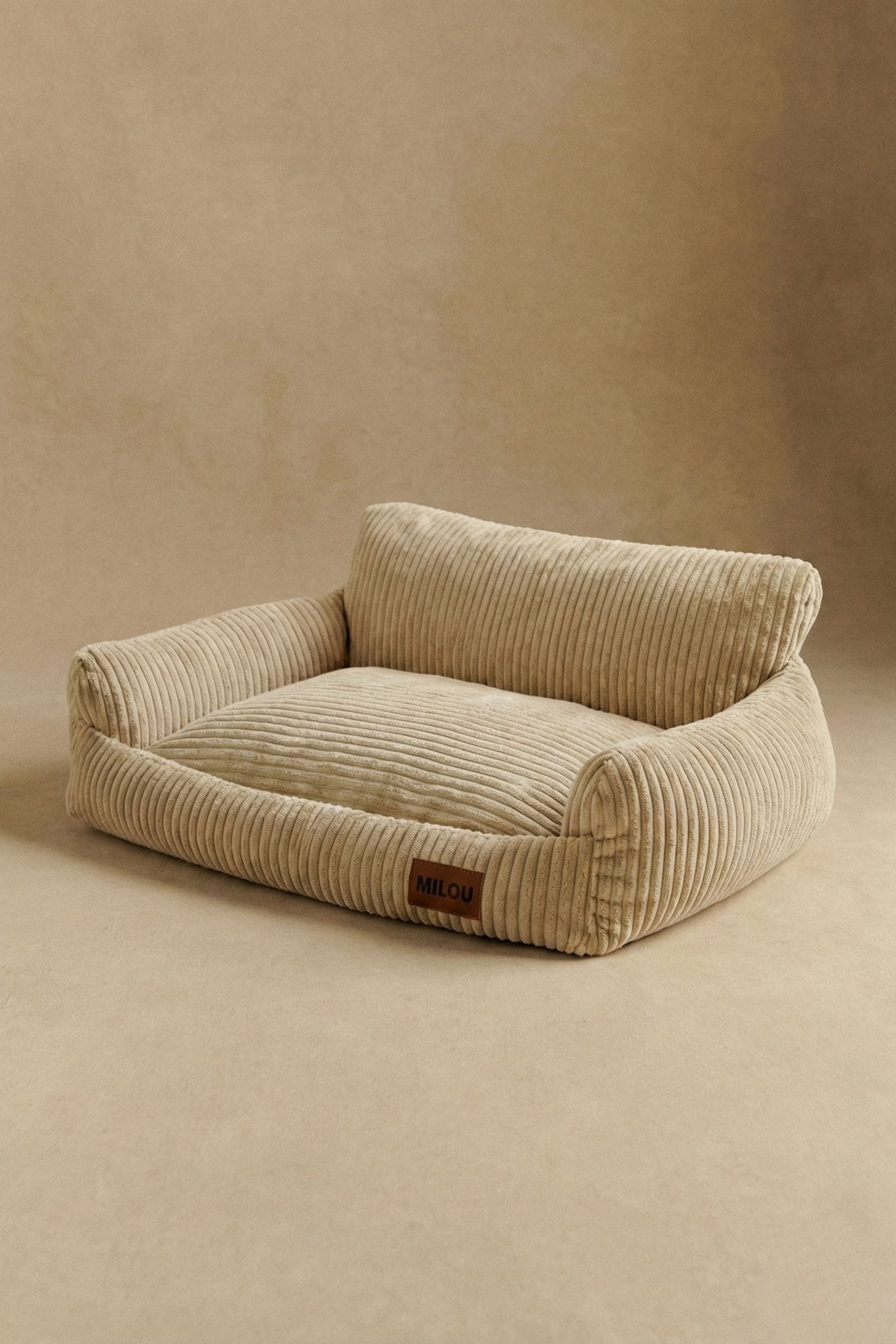 Panier pour chien beige en velours côtelé