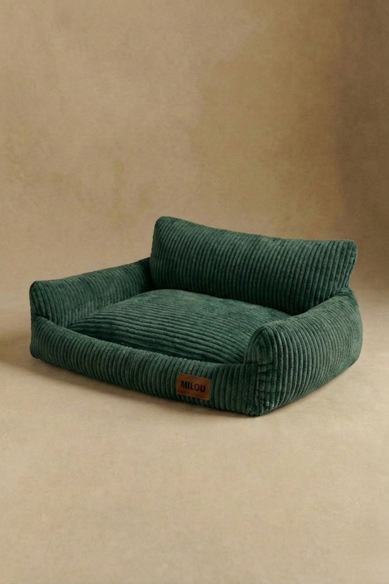 Panier pour chien vert en velours côtelé